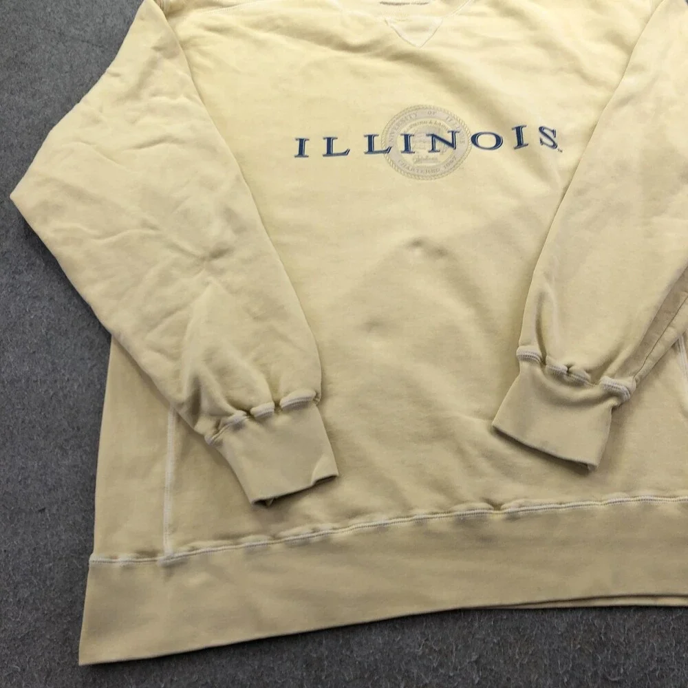 Vintage Illinois Fighting Illini Sweatshirt Mens Large Yellow JanSport Crewneck